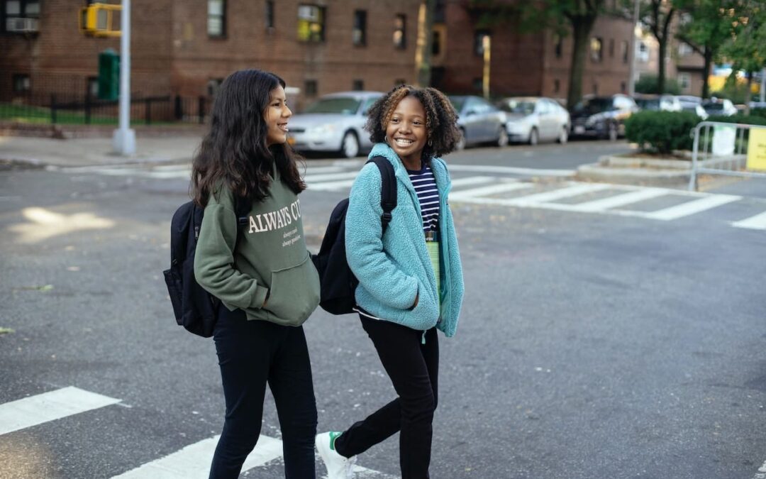 Kids Walking to school with backpacks